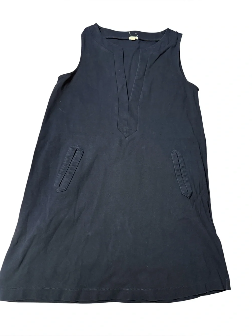 J.Crew Navy Cotton Sleeveless Shift Dress with Pockets XS